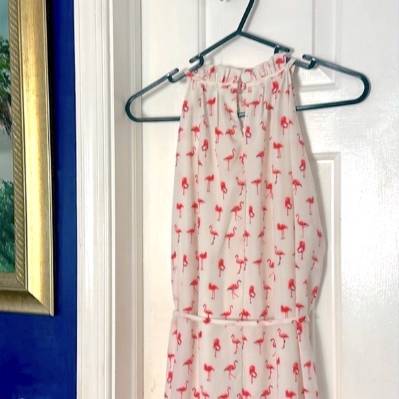 Women’s Be By Chetta B Flamingo Polyester White & Pink Maxi Dress Size 6 - Picture 7 of 12